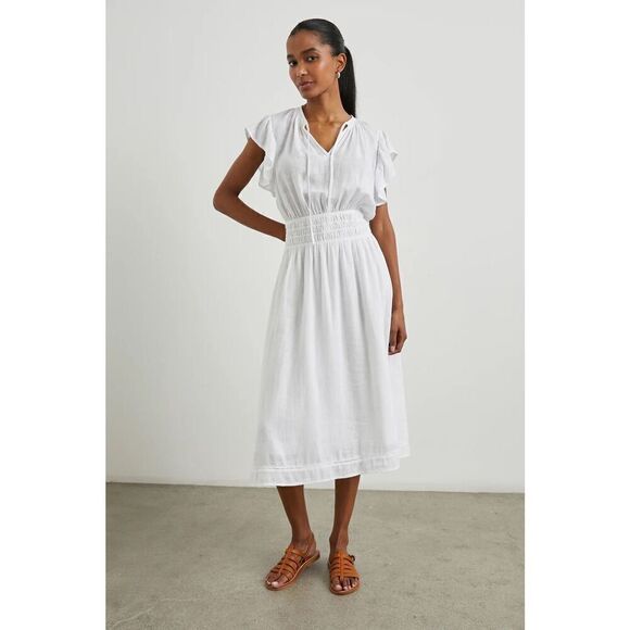 NWT Rails Iona White Lace Detail MIDI Dress - XS - Cotton - Picture 1 of 10